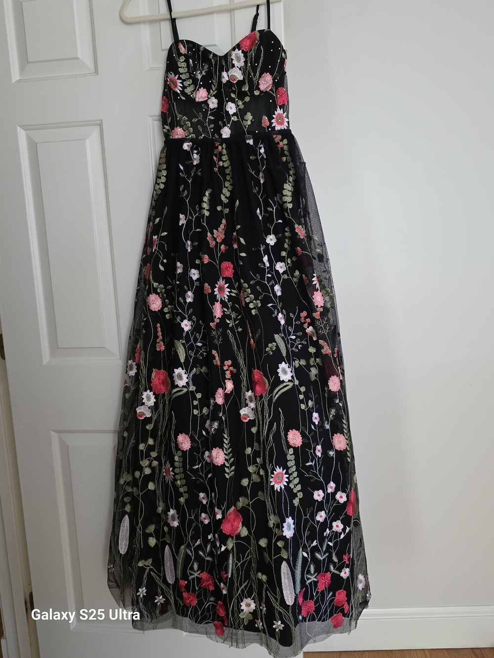 Black Floral Embroidered Tulle Gown